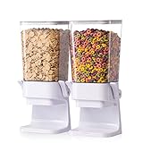 Zeadesign Müsli-Spender, Arbeitsplatte, 2 Stück, Müsli-Behälter, Aufbewahrungsbehälter für Küche, Trockenfutterspender für Reis, Getreide, Nüsse, Snacks, Haferflocken, Tiernahrung, Weiß