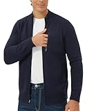 Pioneer Camp Herren Strickjacke mit Durchgängigem Reißverschluß Stehkragen Sweaters Fein-Strike Strickpullover Jacke 3 Taschen Dunkelblau L