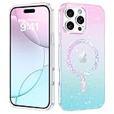 BENTOBEN für iPhone 16 Pro Max Hülle Handyhülle Glitzer, Magnetisches iPhone 16 Pro Max 6.9' Case mit Mag-Safe Muster Slim Bumper Silikon Cover Dünn Hülle für Frauen Mädchen Bling Blau Rosa