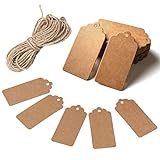 HAKACC 100 Stk. Geschenkanhänger Kraftpapier Etiketten Tags Kraftpapier Anhänger Rechteck mit Jute-Schnur für Hochzeit Geschenke