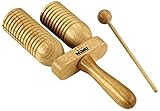 Nino Percussion Wood A-Go-Go Instrument - Glocken Musikinstrument für Kinder ab 3 Jahren - 2 Reihen - Siam Eiche, Natur (NINO560)