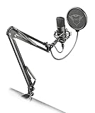 Trust Gaming 22400 GXT 252 Emita Plus Studio USB Mikrofon mit Arm und Popfilter, mit Nierencharakteristik für PC, PS4 und PS5, Streaming, Podcast, Voice-over - Schwarz