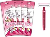 BIC Pure Lady Rasierer Damen, 16 Einwegrasierer mit je 3 Klingen, mit Vitamin E & Shea Butter für eine sanfte Rasur