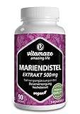 Mariendistel Kapseln hochdosiert, 500 mg in 1 Kapsel mit 80% Silymarin, 90 Kapseln für 3 Monate, Vegan, Natürliche Nahrungsergänzung ohne Zusatzstoffe, Made in Germany