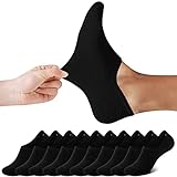 FALARY Füßlinge Damen Herren Footies Unsichtbare Kurze 10 Paar Sneaker Socken Großes Silikonpad Verhindert Verrutschen_Schwarz_43-46