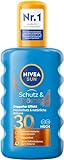 NIVEA SUN Schutz & Bräune Sonnenspray LSF 30 (200 ml), Sonnencreme mit Pro-Melanin-Extrakt für eine ebenmäßige Bräune, sofortiger Sonnenschutz mit UVA/UVB-Filtersystem