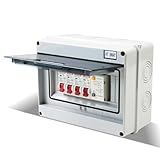 MaxAwe Verbraucher-Sicherungskasteneinheit 3 Wege, IP65 63A RCD 3MCB 6A+16A+32A Wasserdicht Kunststoff Leckage Leitungsschutzschalter, Schutzschalter Panel Garage Verbrauchereinheit, Schutzgehäuse