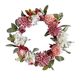 Weihnachtskranz JZXF Kunstkranz Weihnachten für Haustür Außentür Bauernhaus Veranda Tür Blumenkranz Einzigartige Willkommen Pfingstrose und Hortensien Kranz Indoor Outdoor Hochzeit 39,9 cm Weihnachten