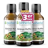 3 Coffee Grüner Kaffee Tropfen 50 ml - Tinktur aus den Samen des Coffea arabica L., verfeinert mit Biotin VEGAN