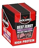 Jack Links Beef Jerky Teriyaki – 12er Pack (12 x 40g) – Trockenfleisch Eiweiß Snacks - High Protein Snack für Gym, Fitness, Outdoor - American Food für Menschen - Dörrfleisch Chips aus Rind Fleisch