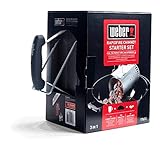 Weber Anzündset -Rapidfire Starter Set, besteht aus Amzündkamin - Groß (32cm), 2Kg Holzkohlebriketts & 6 Anzündwürfeln, ideales Starterpaket für alle Holzkohlegrills (3400375)