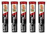 B-FIT Energy – Guarana, Taurin, Grüntee, Vitamine und Mineralien – Knalliger Blutorangengeschmack – 5 x 20 = 100 Energydrinks / Brausetabletten - Made in Germany