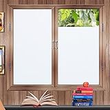 Zindoo Fensterfolie Weiß Milchglasfolie 44.5 * 200 cm Ohne Kleber 95% Privatsphäre Schutz