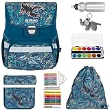 Herlitz Schulranzen Jungen Mädchen Tornister Kinder Ranzen Schultasche Schulmappe Schule leicht mit gefülltem Mäppchen Loop Plus, 8 Teile Set +efk v (Scorpion 7794 (Skorpion))