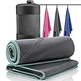 Mikrofaser Handtuch 2er Set: Schnelltrocknend, Kompakt, Leicht | Microfaser Microfiber Towel groß klein: Camping Fitness Sport Badetuch Sporthandtuch Reisehandtuch Mikrofaserhandtuch Fitnesshandtuch