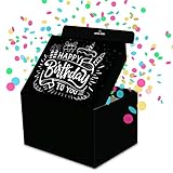 FETTIPOP Explodierende Konfetti Geschenkbox DIY (Premium Black) 18,5x14x11 cm, Überraschung Explosion Box Pop Up mit Wow-Effekt