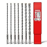 SCHWABENBACH ® SDS PLUS Betonbohrer Set - Super SDS Bohrer Set - 7tlg. 6 8 10 12 14 x 210 mm - Steinbohrer kompatibel mit Bosch Hilti Makita Metabo Bohrhammer - Premium Qualität für Schlagbohrmaschine