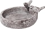 dobar® Klassische Vogeltränke Pool-Oase - Vogelbad aus Zement - Vogelbecken für Wildvögel - Wassertränke für Garten/Terrasse/Balkon - Ø 18 cm - Grau