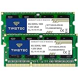 Timetec 16 GB KIT (2 x 8 GB) DDR3L/DDR3 1600 MHz PC3L-12800 / PC3-12800 Nicht-ECC ungepuffert 1,35 V/1,5 V CL11 2Rx8 Dual Rank 204 Pin SODIMM Laptop Notebook PC Computer Speicher RAM Modul Upgrade