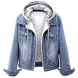 Jeansjacke Damen Herren Winterjacke Mit Kapuze Jeansjacken GefüTtert Warm Weiß Jeans Jacken Jeansmantel Grau Jeans Jacke Winterjacken Mode Freizeitjacke Langarm Tasche Knopf PlüSch Oberbekleidungs