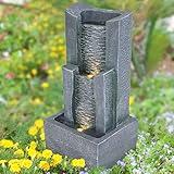 GARTENBRUNNEN BRUNNEN 230V 3-Stufige Stein-Kaskade mit LED-Licht ZIERBRUNNEN VOGELBAD Wasserfall GARTENLEUCHTE TEICHPUMPE - SPRINGBRUNNEN WASSERSPIEL für Garten, Gartenteich, Terrasse, Teich, Balkon