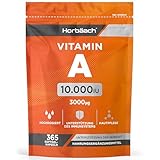 Vitamin A Hochdosiert 10000 IE | 365 Softgel Retinyl Kapseln - 1 Jahr Vorrat | Augenvitamine | für Haut, Zellen & Immunsystem | Horbaach