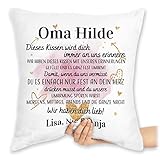 Kissen 40x40 Zierkissen - Großmutter - Geschenk für Oma Weihnachten Geschenkideen Omi - 40 x 40 cm - Weiß - Grandma kissenhülle Omas omis Grandmas oma. personalisierte Geschenke Name