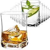 Hrastnik1860 12 Stück elegante Wassergläser [Unten Eckig & Oben Rund] 280ml große SAFTGLÄSER Trinkglas Whisky Glas Set