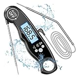 CIRYCASE Fleischthermometer Digital, Sofort Ablesbares Bratenthermometer Grillthermometer, Externe Sonde mit 2 Lange Sonde & Magnet, Alarmfunktion, Backofenthermometer für Backen, Küche, Ofen