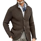 Verdickter Cardigan mit Langen Ärmeln für Herren, warme Freizeitjacke, Strickjacke für Herren, Pullover, Jacke, Mantel (Brown,S)