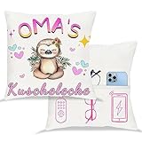 Tarklanda Oma Geschenk Oma Kuschelecke Kissenbezug Oma Zierkissenbezug 45x45 cm Kissenbezug Weiß Kissenbezug mit Taschen, Faultier Kissenbezug Geschenk für Oma zum Geburtstag, Weihnachten