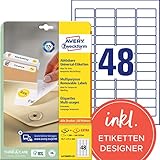 AVERY Zweckform L4736REV-25 Universal Etiketten (1.200 plus 240 Klebeetiketten extra, 45,7x21,2mm auf A4, wieder rückstandsfrei ablösbar/abziehbar, bedruckbar, selbstklebende Aufkleber) 30 Blatt, weiß