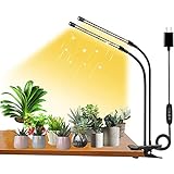 Pflanzenlampe LED, Vollspektrum Pflanzenlicht für Zimmerpflanzen, FRGROW Pflanzenleuchte LED, 3000k/5000k/660nm Vollspektrum Pflanzenlampe, Wachstumslampe für Pflanzen, 10 Stufen Dimmbar,Timer(2-Kopf)