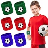 6 Stück Schweißband Kinder Handgelenk, Sport Wristbands Schweißbänder, Bunte Schweißband Handgelenk, Schweißband Fussball, für Jungen Herren Geburtstag Outdoor Baseball Basketball Aktivität, 3 Farben