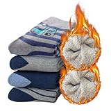 BSITSSS 5 Paar Socken Kinder Mädchen und Jungen, Dicke Warme Kindersocken, Lustige Frottee Gefüttert Thermosocken, Geschmeidigkeit Jungen Socken, Gepolstert Kids Socks