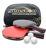 Senston Profi Tischtennisschläger 2 Spieler Set mit Tischtennisbällen, Tischtennisschläger mit Tragetasche, Ideal für professionelle und Freizeitspiele (L6-Balls)