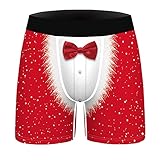 Boxershorts Weihnachten, Unterhosen Lustige Weihnachtsboxershort Leicht Bequeme Christmas Unterwäsche Atmungsaktiv Retroshorts Winter Weihnachtsmann Kostüm Boxer Briefs Geschenk für Männer