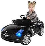 Actionbikes Motors Kinder Elektroauto Mercedes Benz AMG SLS - Lizenziert - Rc 2,4 Ghz Fernbedienung - Led - Mp3 - Soundmodul - Elektro Auto für Kinder ab 3 Jahre - Kinderauto Spielzeug (Schwarz)