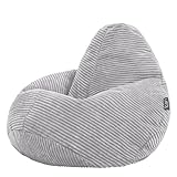 Icon Dalton Kinder Sitzsack, Grau, Sitzsack Sessel, Sitzsack Kinder Cord, Sitzsack Kinder mit Füllung, Sitzack Kinderzimmer, Sitzsack Schlafzimmer, Sitzsack Wohnzimmer