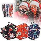 JOJIG 30 Stück FFP2 Masken Weihnachtsmasken, FFP2 Fischform Atemschutzmasken Bunt -FFP2 Weihnachtsthema 3 Farben - Ce Zertifiziert Maske FFP2 BFE 94% Filterung Einzeln verpack…