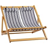 Outsunny Sonnenliege Doppelliege aus Holz Gartenliege Zweisitzer 3-stufig verstellbare Rückenlehne klappbar Loungemöbel Strand Pool bunt 108 x 105 x 85 cm