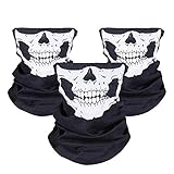 JTDEAL [3 Stück] Motorrad Totenkopf Maske, Sturmmaske, Skull Skelett Maske für Motorrad Fahrrad Ski Halloween, Schwarz