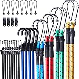 Spanngummi mit Haken, 32 STK Profi Spanngummi mit Karabiner Set inkl. Mehrfarbig Spanngurte mit Haken, Wasserdicht Planenspanner, Expander Hohe Belastbarkeit, Gepäckspanner Metallhaken