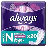 Always Daily Slipeinlagen Damen, Normal To Go Fresh (20 Binden) mit frischem Duft, flexibel & bequem, atmungsaktiv