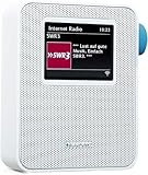 BLAUPUNKT PIB 100 Steckdosen Internetradio, WLAN Empfang, großes Farb-Display, Steckdose Digital Radio mit Bluetooth, Wecker, kleines Steckdosenradio, dimmbar, Senderspeicher, Sleeptimer, Weiß