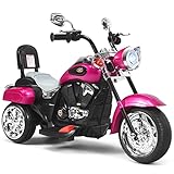 GOPLUS Elektromotorrad mit Hupe, Dreirad Kindermotorrad mit Vor-und Rückwärtsschalter, 6V Akku/Elektrisches Motorrad, Mortorcycle, Elektro/kindermofa Fahrzeug für Kinder, PP-Material (Rosa)