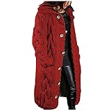 Rrongwn Damen Strickjacke Elegante Gestrickte Strick Jacke Outwear Casual Cardigan Mantel Einfarbig Strickpullover Lange Cardigan Sweater Mit Kapuze Langarm Coat Offene Tops Casual Übergangsjacke