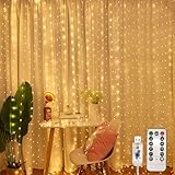 Jsdoin Lichtervorhang,3.6x3m 360leds Lichterketten Vorhang Lichterkettenvorhang 8 Modi mit Timer, wasserdichte Lichterkette Fenster Innen Außen Deko, Zimmer, Schlafzimmer, Hochzeit,Ramadan