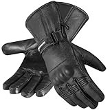 WESTWOOD FOX Thinsulate Motorradhandschuhe Thermal Leder Wasserdicht Winter Sommer, Herrenhandschuhe. (SCHWARZ, XL)