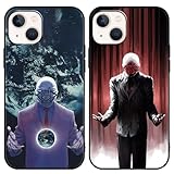 Yimctoie 2 Stück Schwarz Handyhülle für iPhone 7 Plus/8 Plus Hülle 5,5',Cool Furcht Anime Grimasse Karikatur Horror Manga Kreativität Muster Case,Schutzhülle Weich Silikon TPU Stoßfeste Cover